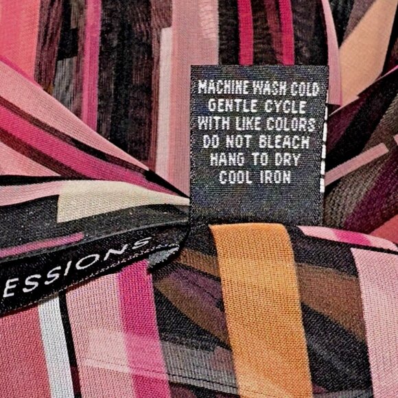 Whimsigoth Artcore Impressions Blouse S Semi-Sheer Geometric Y2K Korea Vintage - Picture 4 of 4